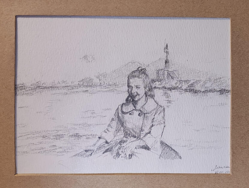 Laura Efrikian | Escena de película &quot;In ginoccio da te&quot; | Dibujo en lápiz grafito