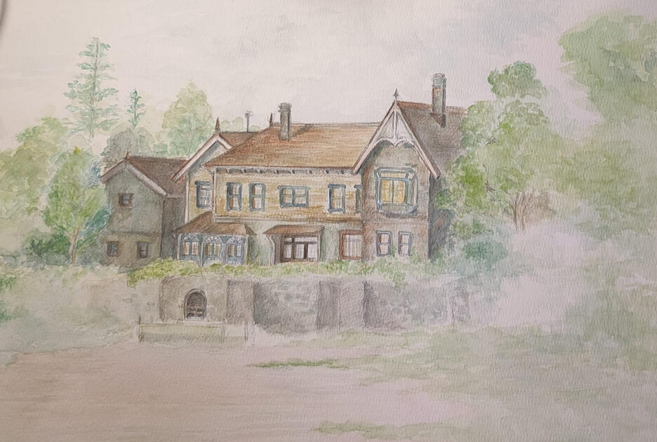 Casa de Marnie | Pelicula &quot;El recuerdo de Marnie&quot; | Pintura en acuarela