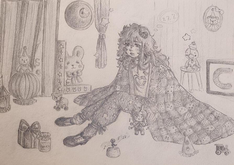 Cannoli | Personaje de Magari di latte | Dibujo a lápiz grafito | En proceso/sin finalizar