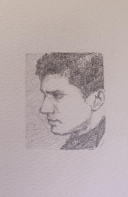 Luigi Tenco | Cantautor italiano | Dibujo en lápiz grafito